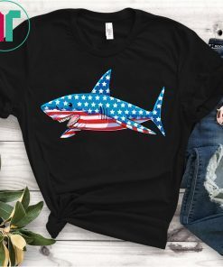 Shark American Flag T-Shirt 4th of July Kids Boys Jawsome