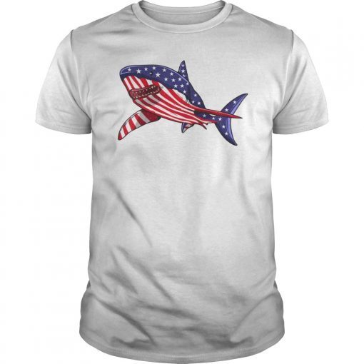 Shark American Flag T-Shirt Jawsome 4th Of July Kids Boys