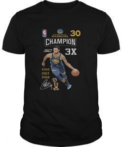Stephen Curry NBA Golden State Warriors 30 Champion 3X T-Shirt