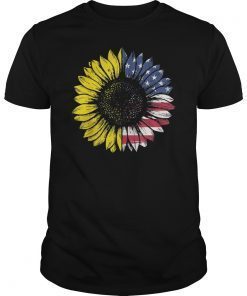 Sunflower American Flag Patriotic 4th Of July Tshirt