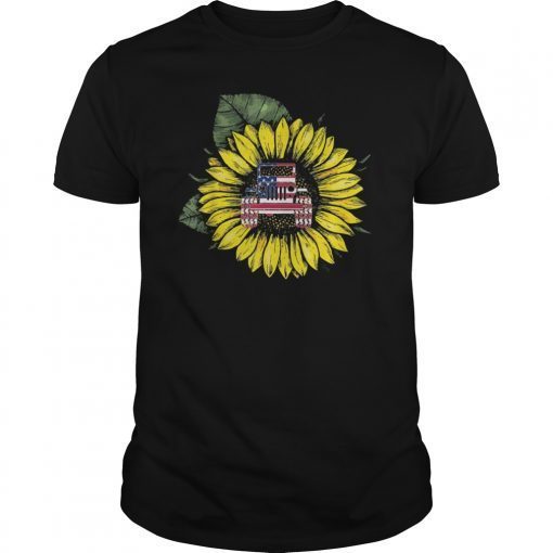 Sunflower Jeeps American Flag Gift 4th Of July Driving Jeeps T-Shirt