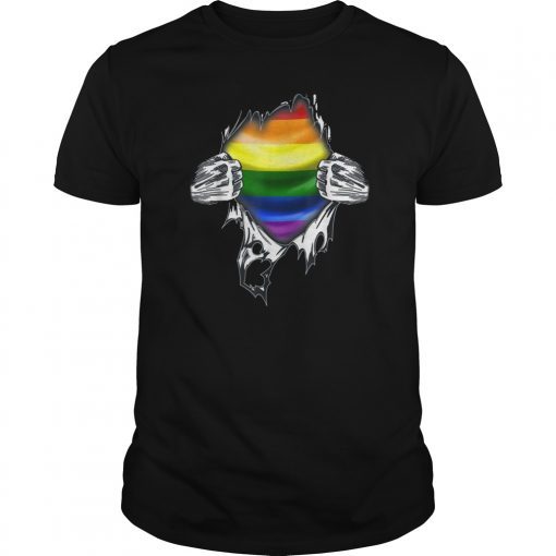 Superhero Ripping T Shirt LGBT Gay Pride Awareness Month