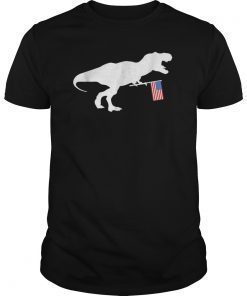 T Rex & American Flag Shirt 4th of July Dinosaur USA Gift