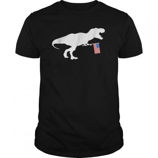 T Rex & American Flag Shirt 4th of July Dinosaur USA Gift