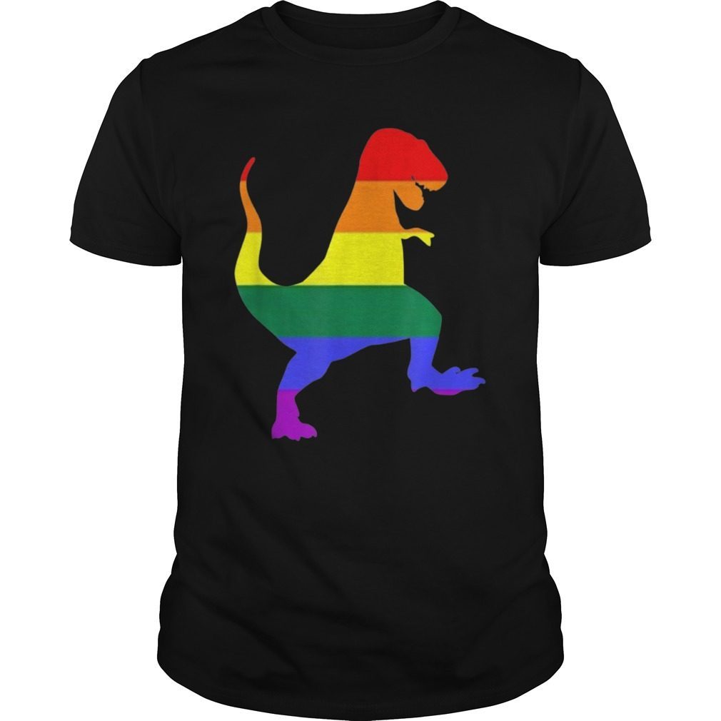 T-Rex Rawr Pride Parade Gay shirt Lesbian Rainbow Flag T-Shirt
