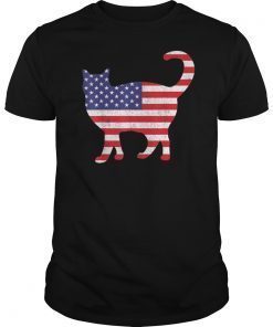 USA Flag Cat Funny 4th Of July Independence Day Animal Gift T-Shirt