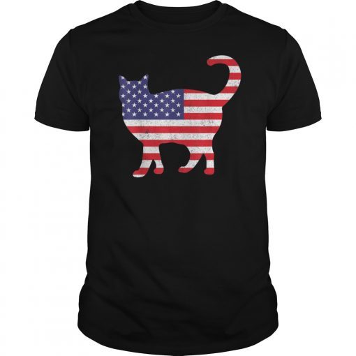 USA Flag Cat Funny 4th Of July Independence Day Animal Gift T-Shirt