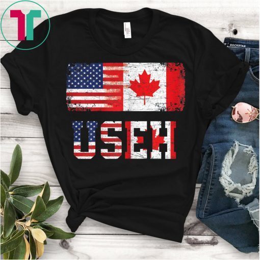 USEH Leaf Canadian American Flag Shirt Canada USA Flag