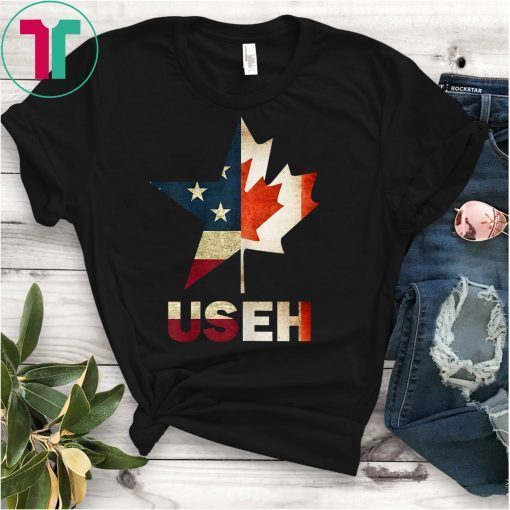 USEH Leaf Canadian American Flag Shirt Canada USA Flag Gift