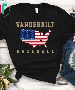 Vanderbilt Baseball Usa Flag Map Tee Shirt