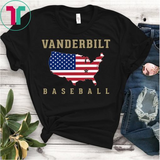 Vanderbilt Baseball Usa Flag Map Tee Shirt