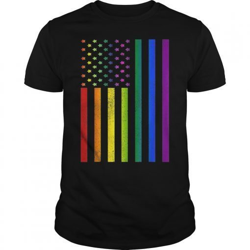 Vingate Rainbow American Flag LGBT Pride Month 2019 TShirts