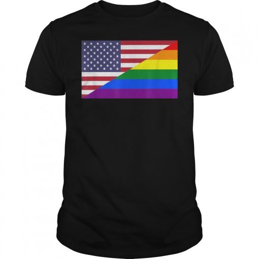Vingate Rainbow American Flag LGBT Pride Month T-Shirt