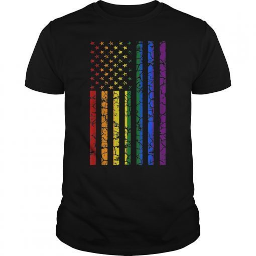 Vingate Rainbow American Flag LGBT USA for pride month 2019 T-Shirt