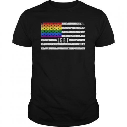 Vingate Rainbow Pride American Flag LGBT Flag Tee Shirt