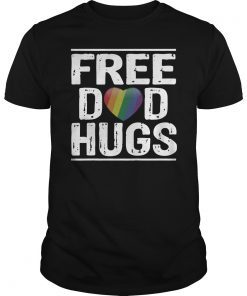 Vintage Free Dad Hugs T-Shirt Rainbow Heart Pride TShirt