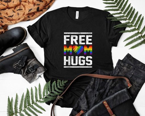 Vintage free mom hugs tshirt rainbow heart LGBT pride month T-shirts