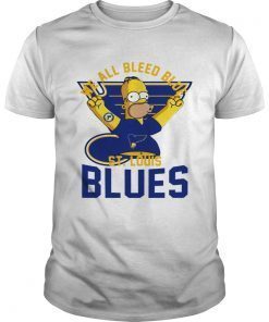 We All Bleed Blue Homer Simpson St Louis Blues 2019 Stanley T-Shirt