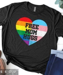 Womens Free Mom Hugs TShirt Gay Pride Gift Transgender Rainbow Flag