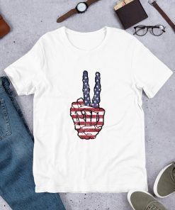 fourth of july t shirt american flag peace sign hand, Fourth 4th of July Shirt American Flag Peace Sign Hand Tee