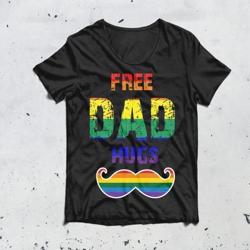 free dad hugs .. T-Shirt LGBT Rainbow Heart T-shirt LGBT father dad tshirt .. pride month tshirt