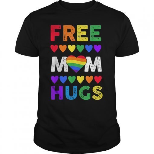 free mom hugs tshirt rainbow heart LGBT pride month Gift TShirt
