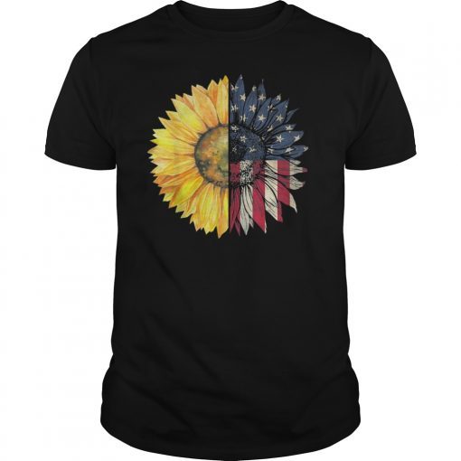 sunflower American USA flag shirt 4th of July T-shirt