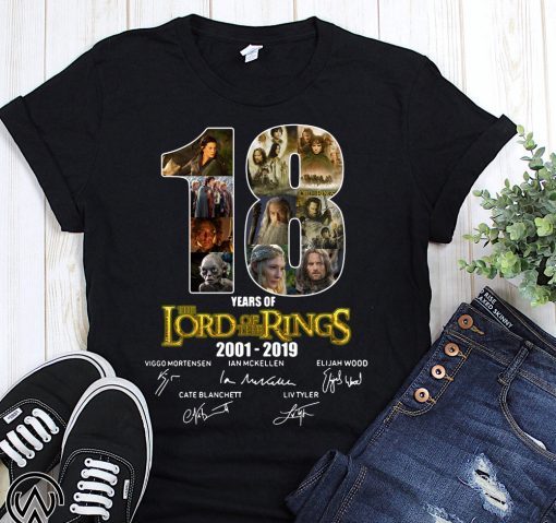 18 years of the lord of the rings 2001 2019 signatures shirt
