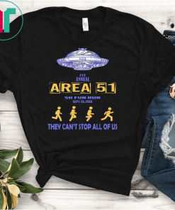 1ST Annual Area 51 5K Fun Run They Cant Stop Us All UFO T-Shirts