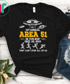 1st Annual Area 51 5k Fun Run Tee Shirt UFO Sept 20 2019