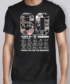 60 Years Of Oakland Raiders 1960 2020 Signature Thank You For The Memories Shirt
