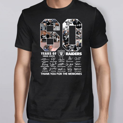 60 Years Of Oakland Raiders 1960 2020 Signature Thank You For The Memories Shirt