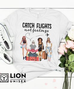Catch Flights Not Feelings Summer T-Shirt Gift For Womens Catch Flights Not Feelings Black Women Summer Vacation Shirts