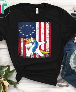 Distressed Betsy Ross Flag T-shirt Unicorn Dabbing birthday T-Shirt
