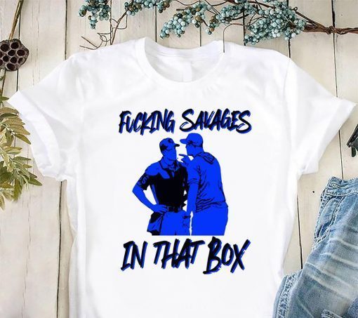 Fucking savages in that box aaron boone new york baseball t-shirt