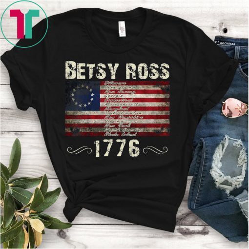 God Bless America Betsy Ross Flag 1776 Vintage TShirt