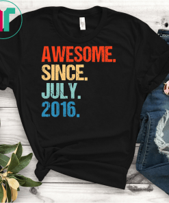 Kids Awesome Since July 2016 3rd Birthday Gift 3 Yrs Old Shirt