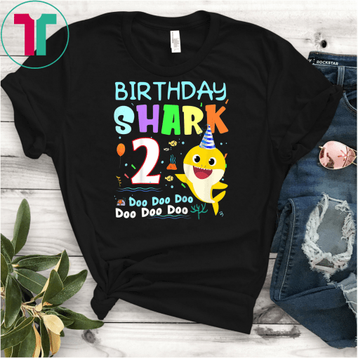 Kids Kids Baby Shark 2 Years Old 2nd Birthday Doo Doo Shirt