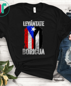 Levantate Boricua Black Protest Flag Split Puerto Rico Flag T-Shirt
