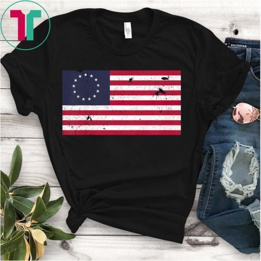 Plain Betsy Ross Flag Shirt Proud American Flag Black Navy T-Shirt