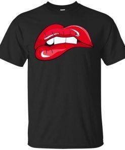 Pretty Biting Red Lips Naughty Lips Gift T-Shirt