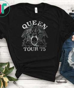 Queen Official Tour 75 Crest Logo T-Shirts