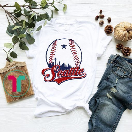 Seattle-Washington Baseball Skyline Silhouette Shirt