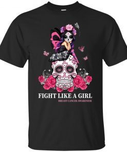Skull Fight Like A Girl Breast Cancer Awareness T-Shirt