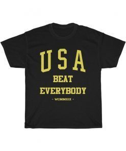USA Beat Everybody Football T Shirt Unisex Heavy Cotton Tee