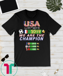 USA Women Soccer, World Champion 2019 shirt 4 stars T-Shirt