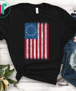 Vertical Distressed Retro Betsy Ross Flag T-Shirt