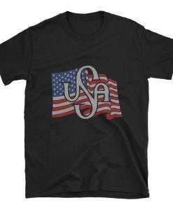 Vertical USA Monogram Flag Short-Sleeve Unisex T-Shirt