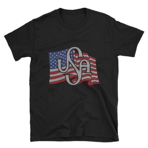 Vertical USA Monogram Flag Short-Sleeve Unisex T-Shirt
