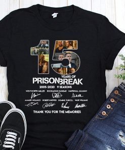 15 years of prison break 2005-2020 9 seasons signatures thank you for the memories shirt